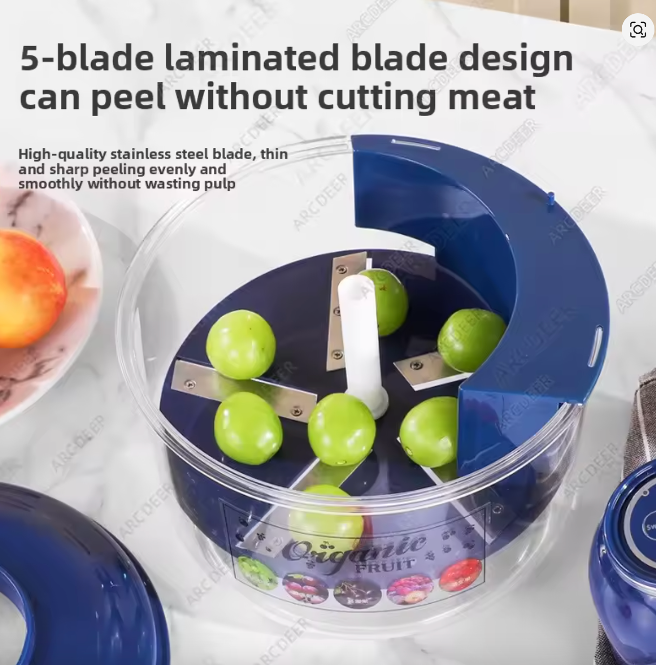 Automatic Fruit Peeler Machine Wireless Portable Grape/Apple/ Garlic/plum/Peach Peeler for Home, Fast & Easy Kitchen Gadget