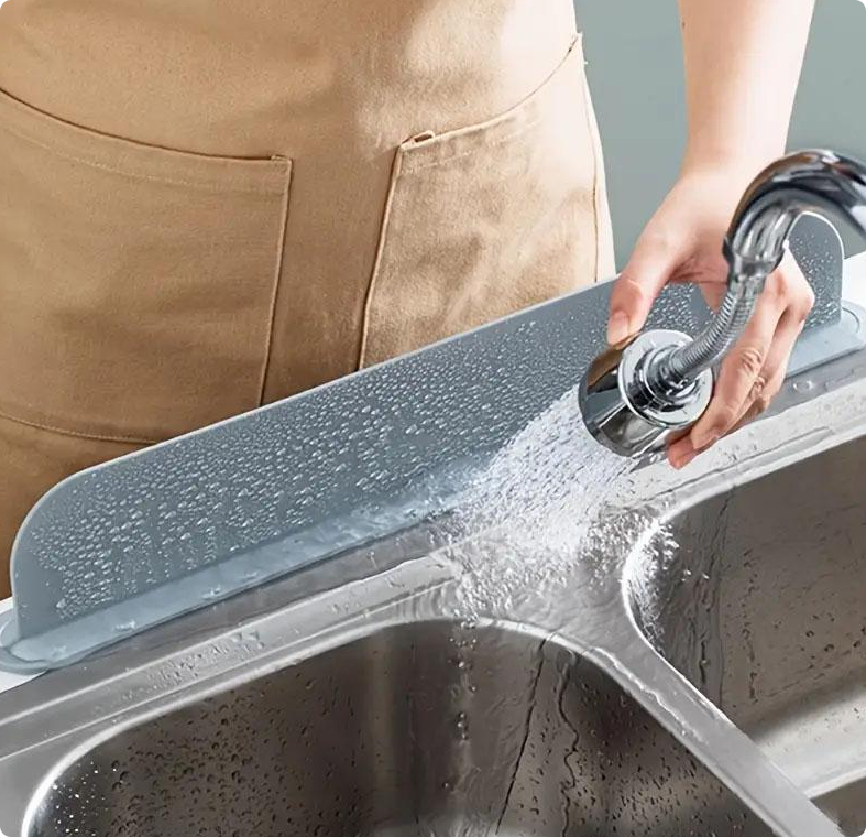 Silicone Sink Splash Guard – Self-Adhering Water Barrier for Kitchen Sinks & Countertops – Keep Dry, Stop Water Splashes and Mess