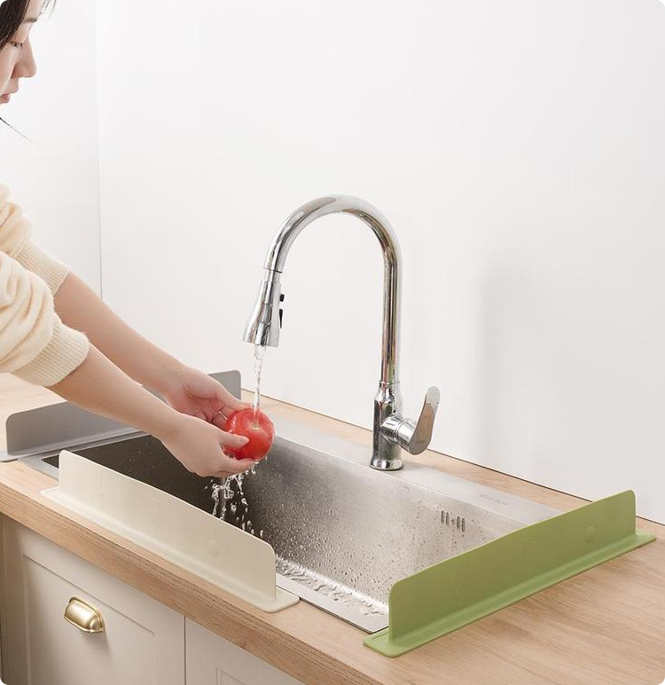 Silicone Sink Splash Guard – Self-Adhering Water Barrier for Kitchen Sinks & Countertops – Keep Dry, Stop Water Splashes and Mess