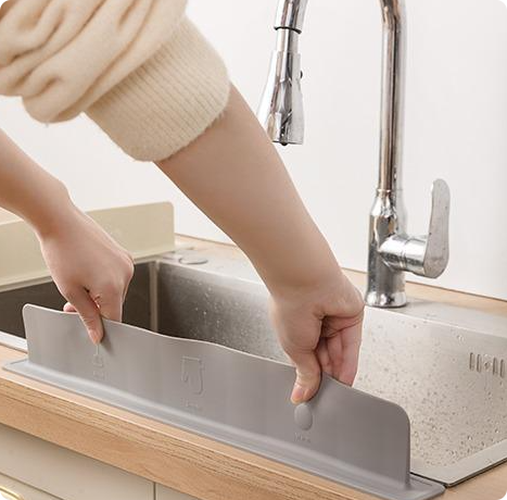 Silicone Sink Splash Guard – Self-Adhering Water Barrier for Kitchen Sinks & Countertops – Keep Dry, Stop Water Splashes and Mess