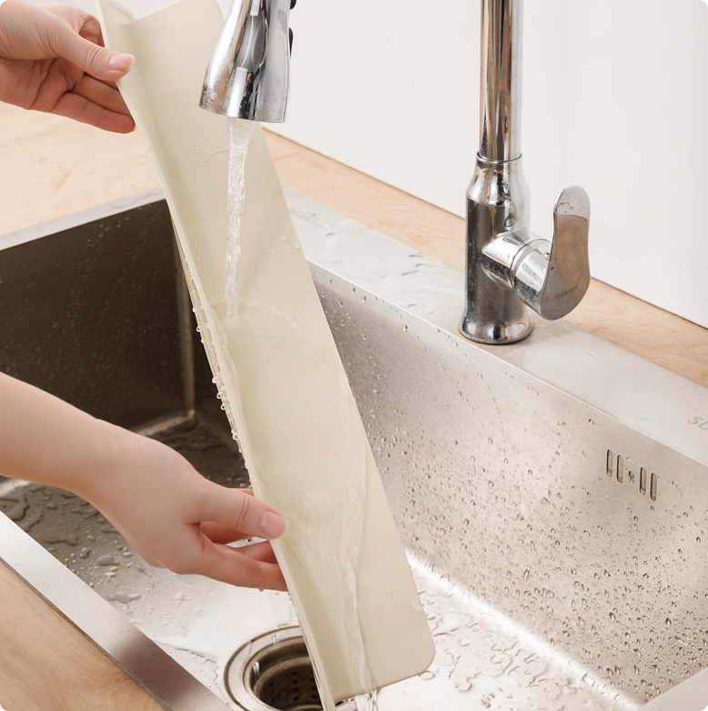 Silicone Sink Splash Guard – Self-Adhering Water Barrier for Kitchen Sinks & Countertops – Keep Dry, Stop Water Splashes and Mess